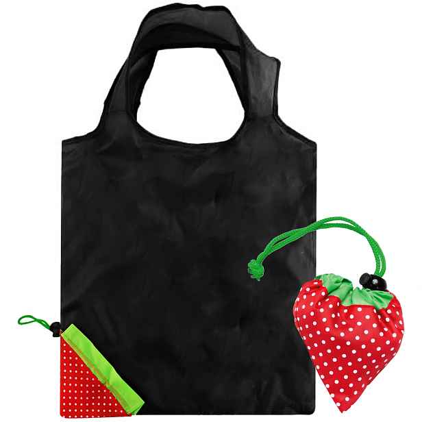 HomePRO BERRY-1 Skládací nákupní taška JAHODA, 19 L, 39,5x35,5 cm, zelená