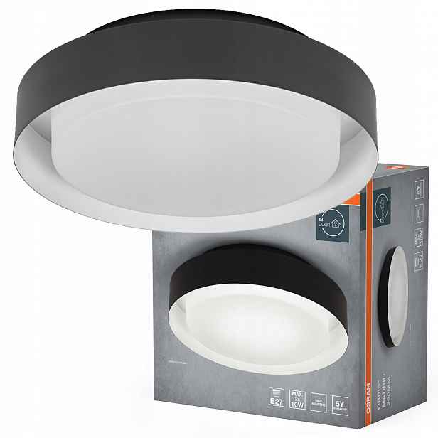 Stropní Svítidlo Led nástěnné svítidlo 2x E27 Černá Bílá Orbis Osram