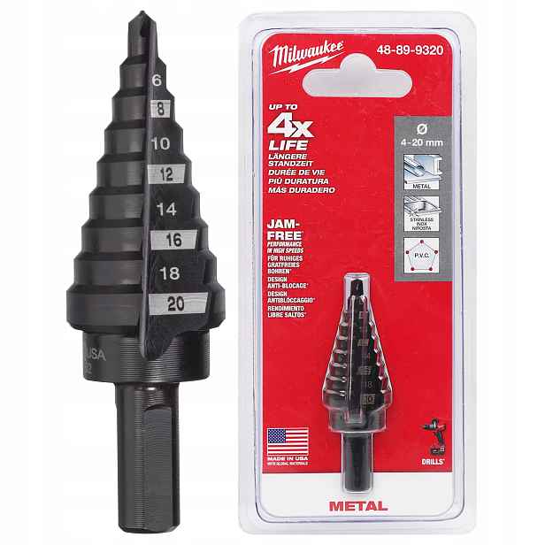 Vrták stożkowe do metalu 4-20 mm Milwaukee choinkowe