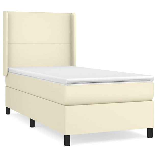 vidaXL Box spring postel s matrací krémová 90x190 cm umělá kůže