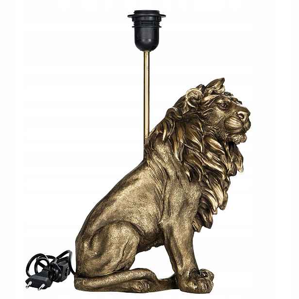 Stojací stolní lampa Lev zlatá dekorace doplněk do obývacího pokoje 41 cm