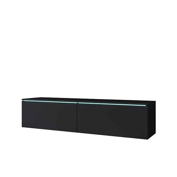 TV stolek LED 140 cm závěsný nebo stojící černý grafit Lowboard D