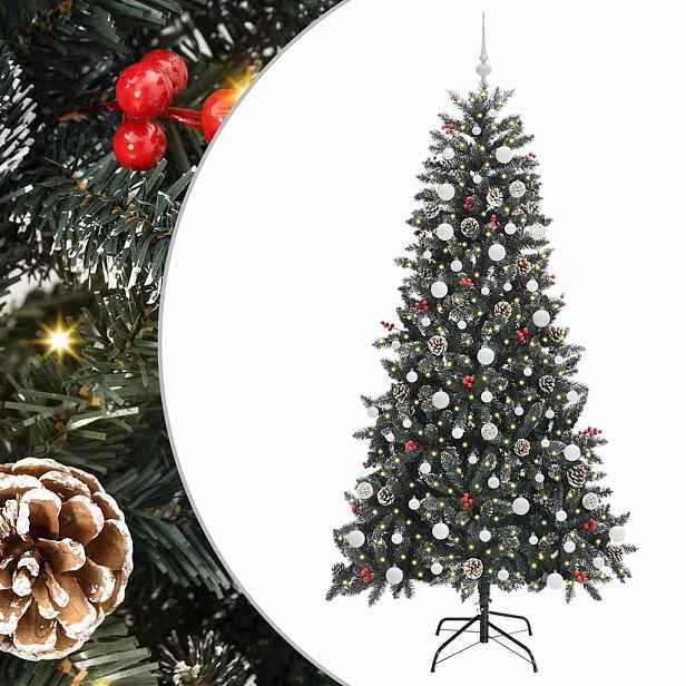 vidaXL Umělý vánoční stromeček Zelená 210 cm PVC, plast a ocel