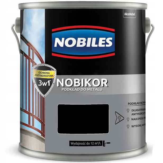 Nobiles Nobikor barva na kov ftalový podklad Černá 10L