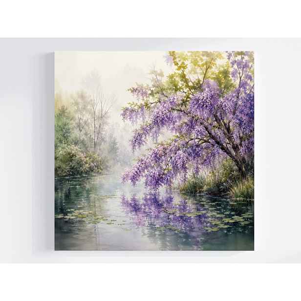 Obraz Na Plátně Canvas Krajina Řeka Strom Květiny Bez Vistárie 50x50