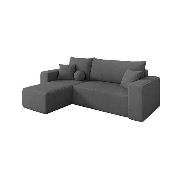 ALTDECOR ROHOVÁ SEDAČKA s funkcí spaní, otoman vlevo SENO-L 249x139x85 šedá bouclé