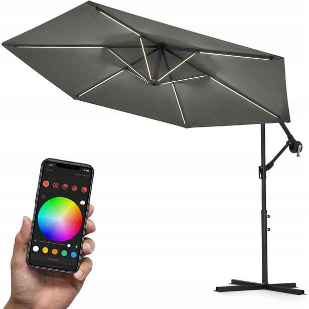 Swing & Harmonie Luxusní Deštník Ø350 Led S Rgb Osvětlením, Antracitová Barva