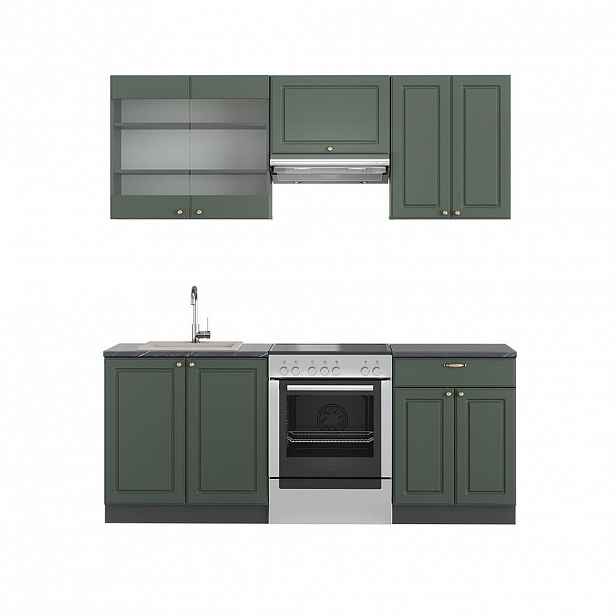 Vicco KUCHYŇSKÝ KOUT Fame-Line Zeleno-zlatá Country House/Anthracite 200 cm , PD Antracit