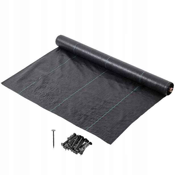 Agrotkanina 90g 1,1x50m Premium UV3% Agrotextilie černá hrubá rohož Kolíky