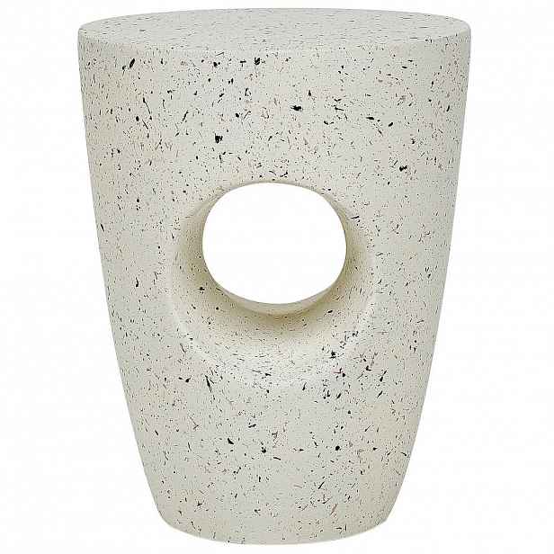 Beliani PŘÍSTAVNÝ STOLEK Beton krémově bílý Terrazzo Look kulatý 37 cm Edolo