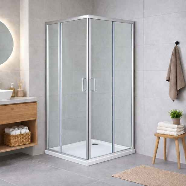 HOPA Set kout BARCELONA PLUS QUADRATO + vanička VENETS — Barva rámu - Chrom/Leštěný hliník (ALU), Rozměr A - 90, Rozměr B - 90, Směr zavírání - Univerzální Levé / Pravé, Výplň - Čiré bezpečnostní sklo