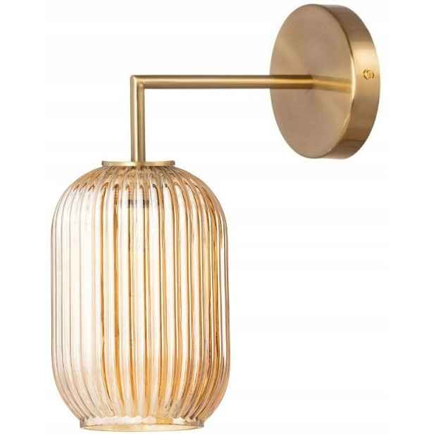 Skleněná nástěnná lampa ryhovaná slim Moderna Lux zlatá jantarová barva