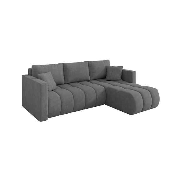 ALTDECOR ROHOVÁ SEDAČKA s funkcí spaní, otoman vpravo GARD-L 226x146x85 šedá velur