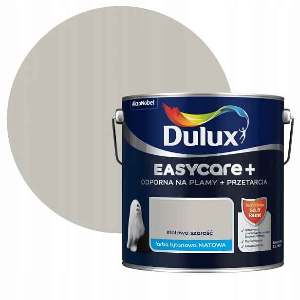 Dulux EasyCare Plus Barva Odolná Proti Drhnutí Ocelová šedá 2,5L
