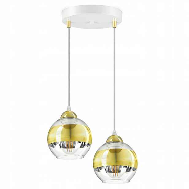 Stropní Svítidlo Bílý zlatý lustr Glass EZ2 Led