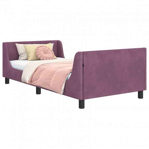 vidaXL Rám postele pro děti s čelem s čelo Fialová 80 x 200 cm Samet