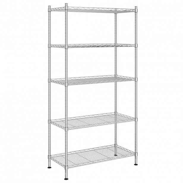 vidaXL Úložný regál 5 polic 90 x 35 x 180 cm chromovaný 250 kg