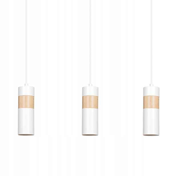 Závěsná lampa Akari 3 White skandinávská tuba dřevo bílá