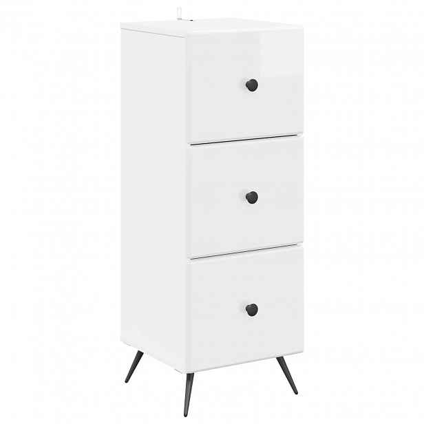 vidaXL Skříň se zásuvkami Bílá s vysokým leskem 33 x 34,5 x 90 cm