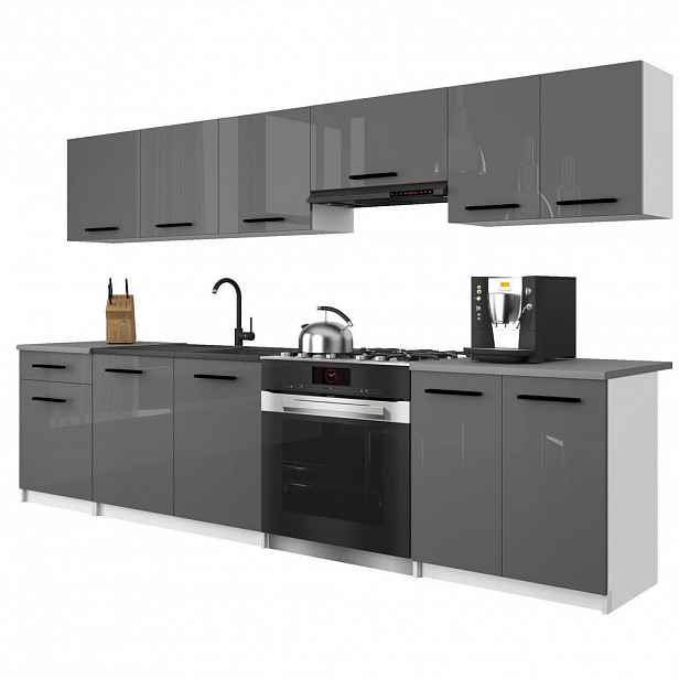 B BELINI GROUP KUCHYŇSKÁ LINKA Italia 2 240 cm, s pracovními deskami, Šedá lesklá