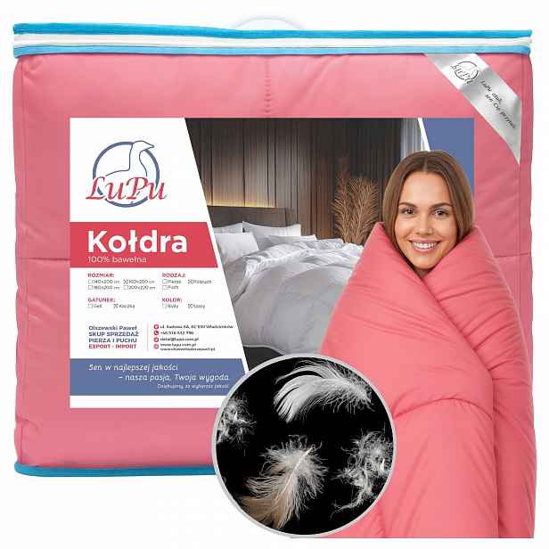 Péřová Přikrývka 160x200 celoroční antialergická Polopuch Kačí růžová Lupu