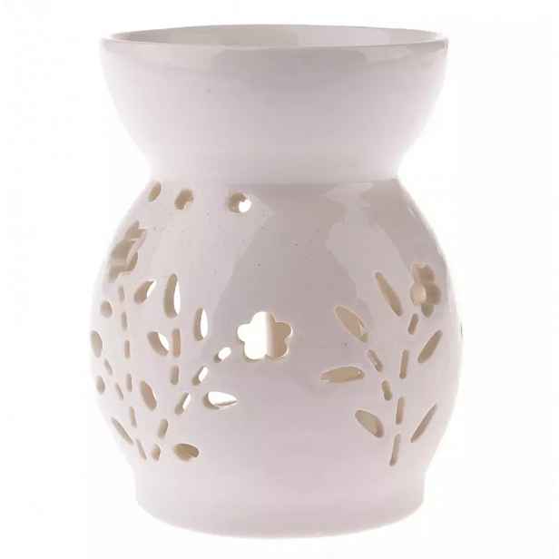 Porcelánová aromalampa s květy bílá 11.4cm