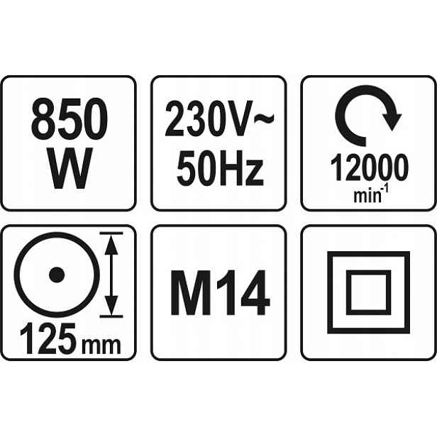 Úhlová Bruska 850 W 125 MM, 230 V
