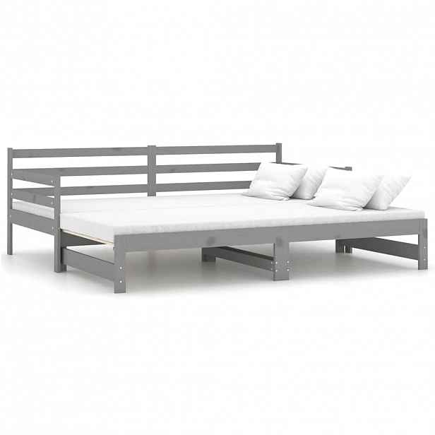 vidaXL Výsuvná válenda šedá masivní borovice 2 x (90 x 200) cm