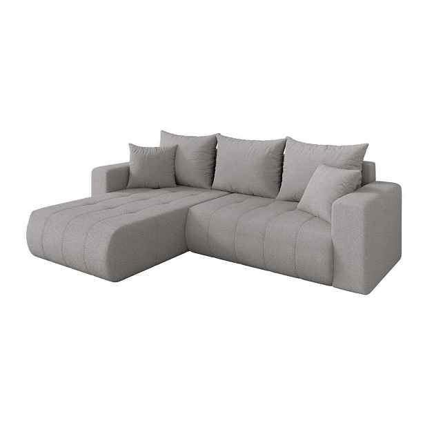 ALTDECOR ROHOVÁ SEDAČKA s funkcí spaní, otoman vlevo MILA-L 277x194x86 světle šedá bouclé