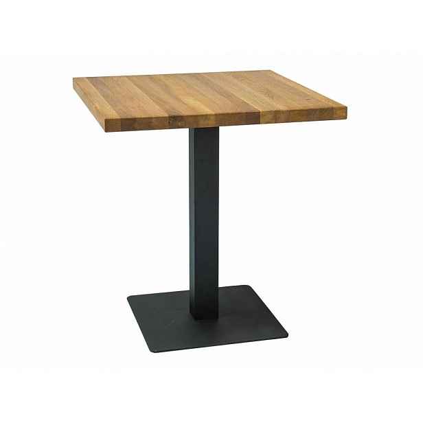Černý jídelní stůl s dubovou deskou PURO 80x80