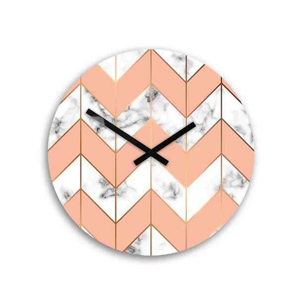 ModernClock Nástěnné hodiny Mramor bílo-růžové