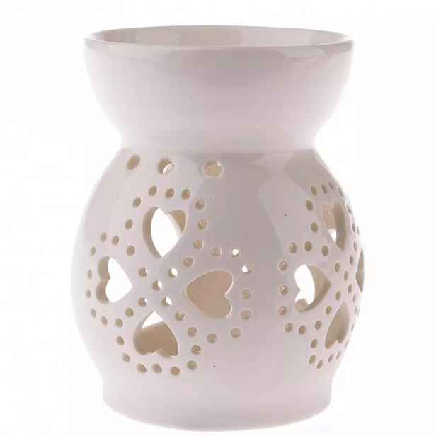 Porcelánová aromalampase srdíčky bílá 11.4cm
