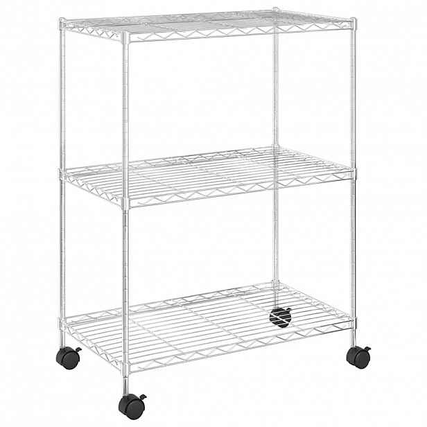 vidaXL 3patrový úložný regál na kolečkách 60 x 35 x 81 cm chrom 150 kg