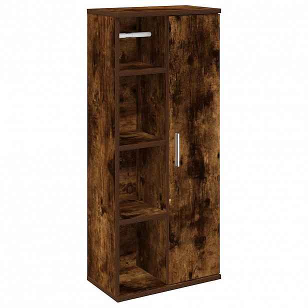 vidaXL Koupelnová skříňka s držákem rolí kouřový dub 39 x 22 x 90 cm