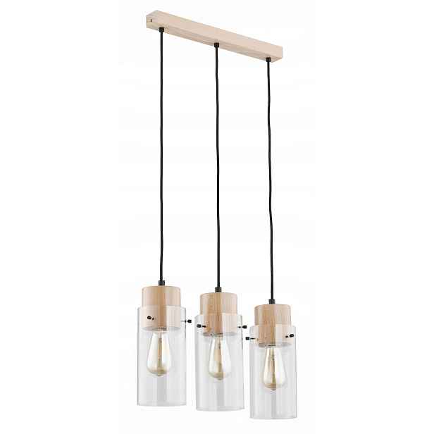 Závěsná lampa ze skleněných dřevěných stínítek, trojitá, nad stůl, ostrov, bar Alfa