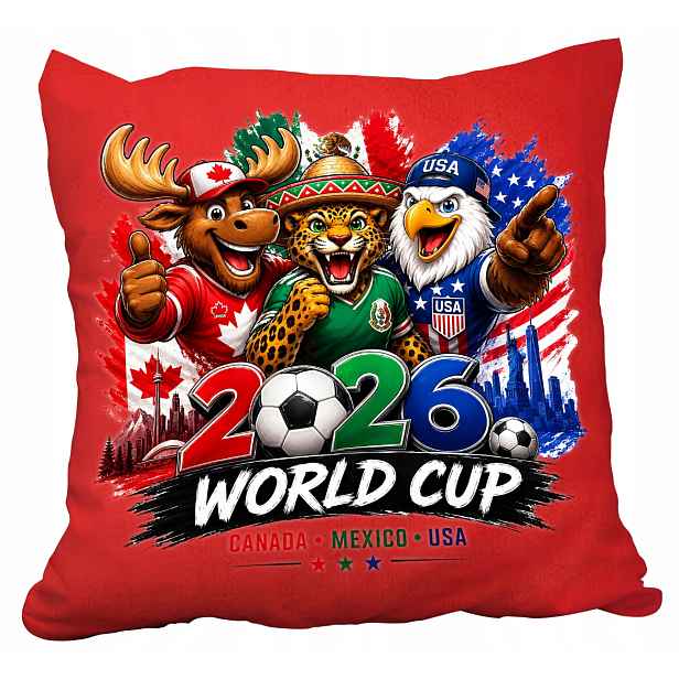 Polštář Červený Mundial 2026 World Cup Fotbal Dárek Jméno
