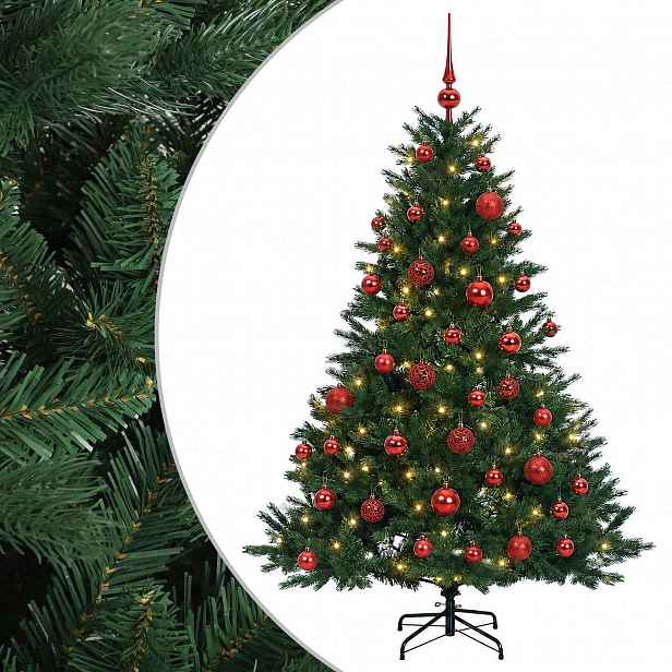 vidaXL Umělý vánoční stromek s vánočními koulemi 150 cm 150 LED