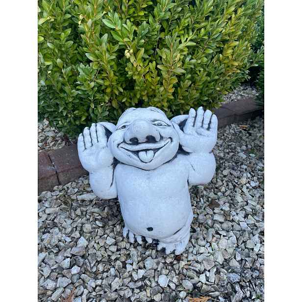 Betonová figurka Veselý Troll, dekorativní zahradní figurky