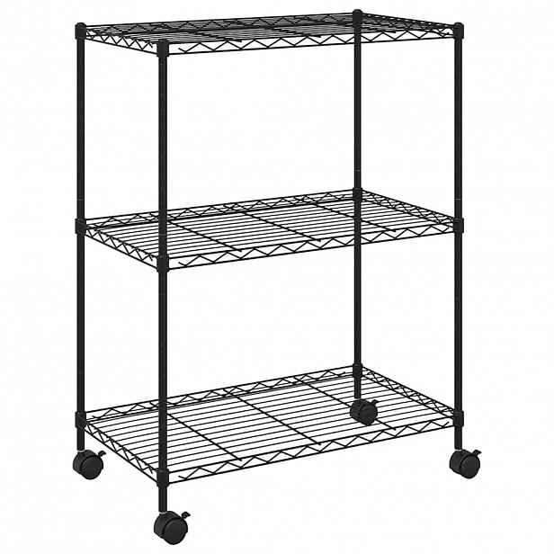 vidaXL 3patrový úložný regál na kolečkách 60 x 35 x 81 cm černý 150 kg