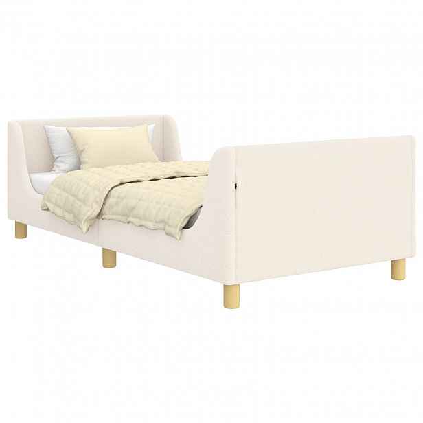 vidaXL Rám postele pro děti s čelem s čelo Krémová 90 x 190 cm Bouclé