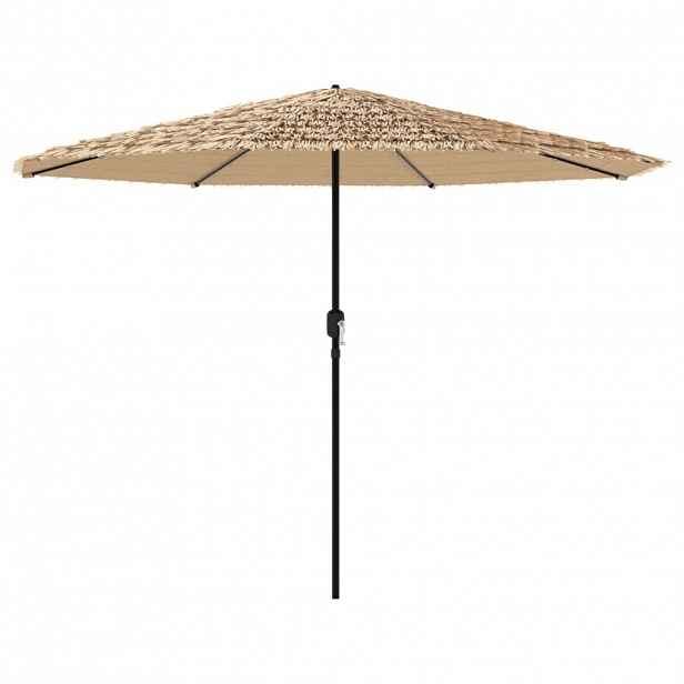 vidaXL Zahradní slunečník s LED a ocelovou tyčí hnědý 324x324x247 cm