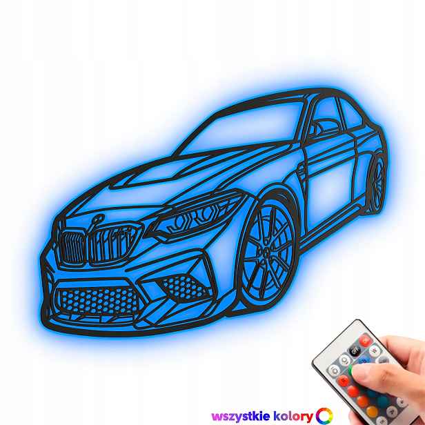 Dřevěný 3D obraz Bmw M2 Styl Line Dekorace Dárek Noční Lampa Led XL