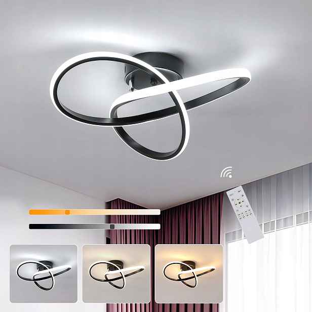 Led Stropní Svítidlo 36 W 40 cm s Dálkovým Ovládáním Černé do Ložnice a Obývacího Pokoje