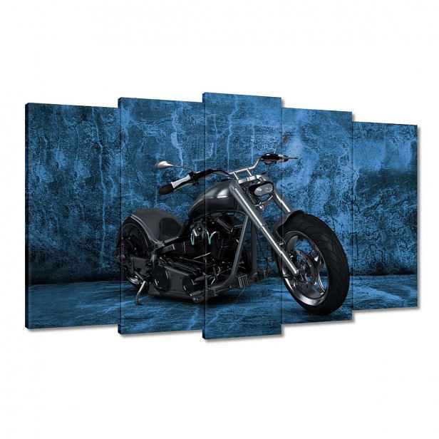 Obrazy 100x60 Modrá stěna Motocykl
