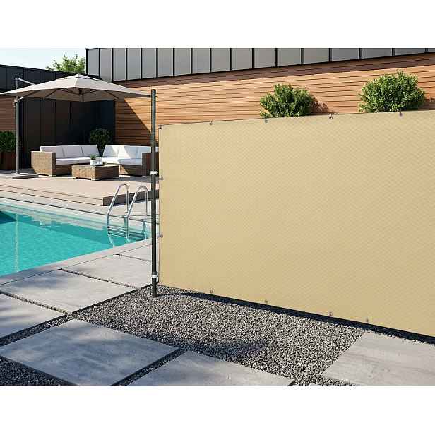 Stínící plotová zástěna 1,2x5 m PREMIUM, ratanový vzor béžová, 240g/m2 MyBestHome