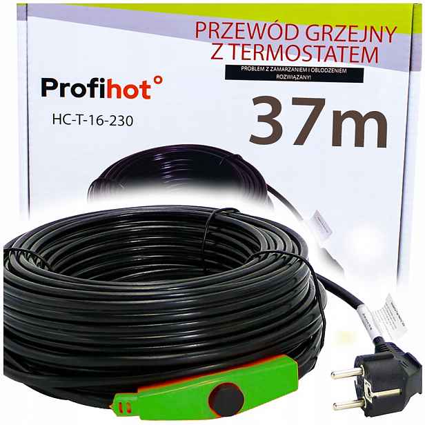 Topný Kabel S Termostatem pro okapové potrubí 230 V 592 W 37 M