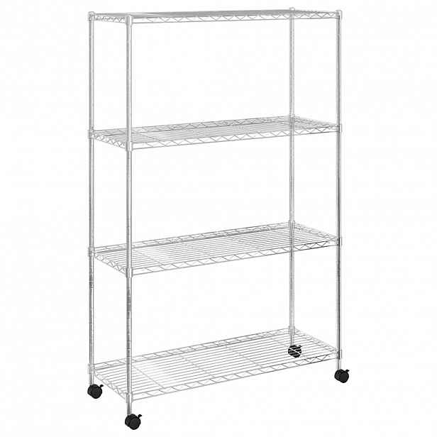 vidaXL 4patrový úložný regál na kolečkách 90x35x142 cm chrom 200 kg