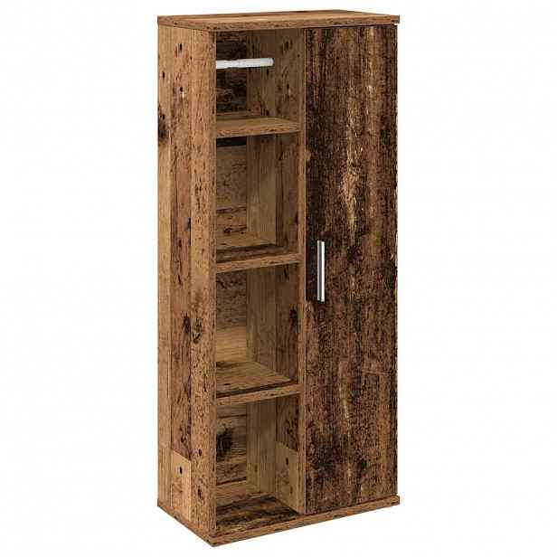 vidaXL Koupelnová skříňka s držákem rolí old wood 39x22x90 cm
