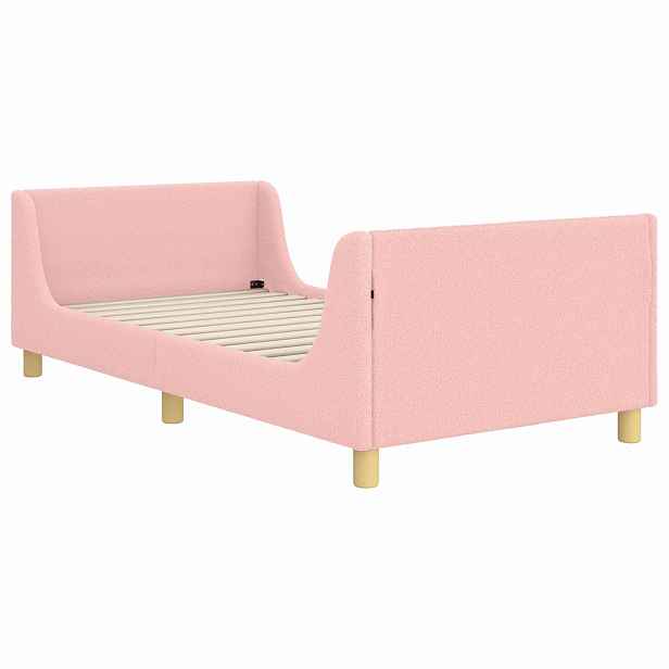vidaXL Rám postele pro děti s čelem s čelo Růžová 90 x 190 cm Bouclé