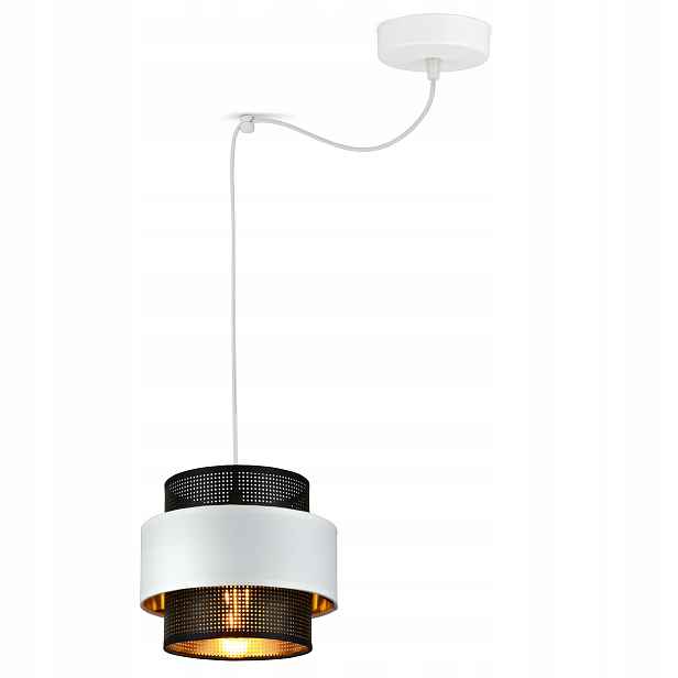 Závěsná lampa Lustr Glamour Bílá Černá Zlatá